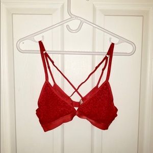Red cheetah print unlined bralette.